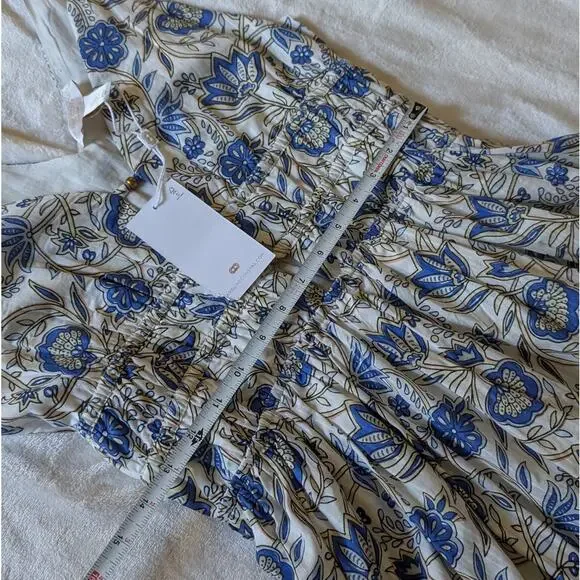 NWT  Caroline Constas Blue Floral Cotton/Modal Sleeveless Midi Dress, size M - Picture 10 of 12